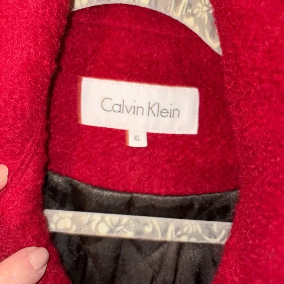Calvin Klein Women's Red Toggle Wool Coat - Picture 3 of 5